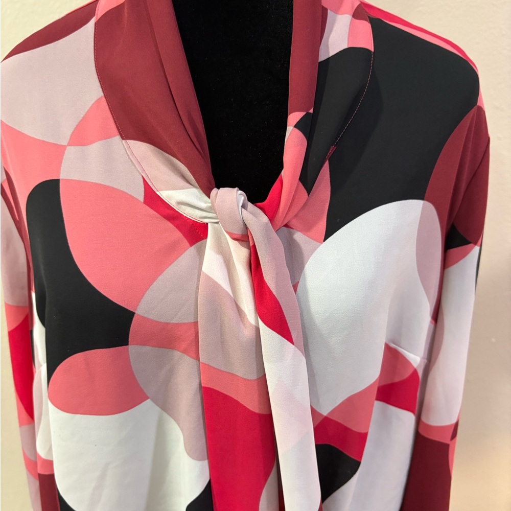 Nine West Tie-neck Patterned Blouse - Picture 2 of 5